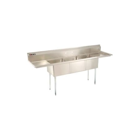 Aero Aero Manufacturing Company AF3-1818-18LThree Bowl SS Sink 18 x 18, Right/Left Side Drainboard AF3-1818-18LR